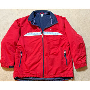 Vintage Nike Fleece Lined Jacket Mens Full Zip Silver Tag Red Size XL